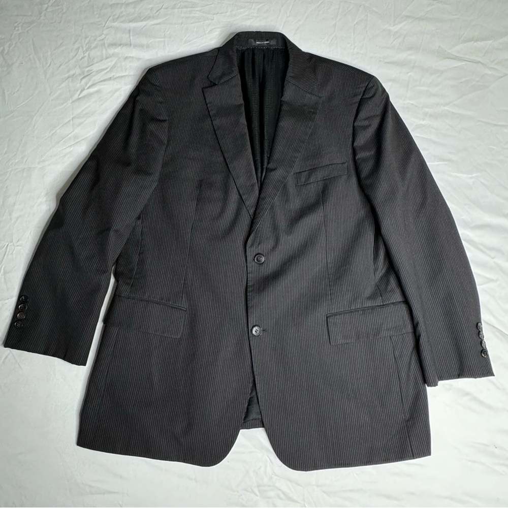 BOSS by‎ Hugo Boss Black Pinstripe Sport Coat Size 46R Single Breasted 2 Buttons
